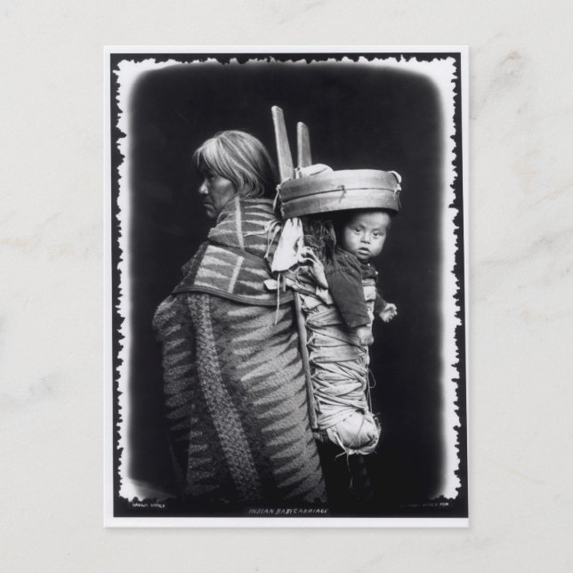 Navaho woman carrying a papoose on her back postcard (Front)