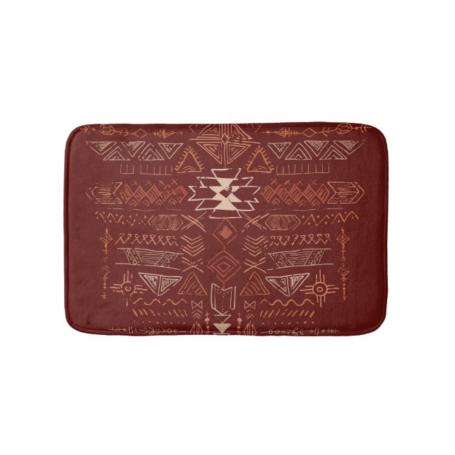 Navajo Aztec: Ethnic Doodle Pattern. Bath Mat (Front)