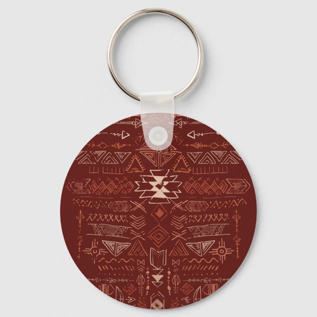 Navajo Aztec: Ethnic Doodle Pattern. Keychain (Front)
