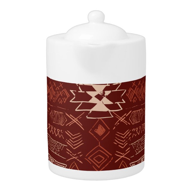 Navajo Aztec: Ethnic Doodle Pattern. Teapot (Front)
