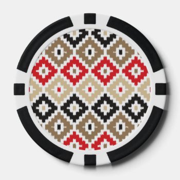 Navajo Aztec Tribal Print Ikat Diamond Pattern Poker Chips by SharonaCreations at Zazzle