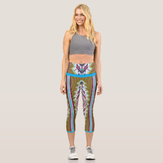 Navajo Bead Pattern Capri Leggings