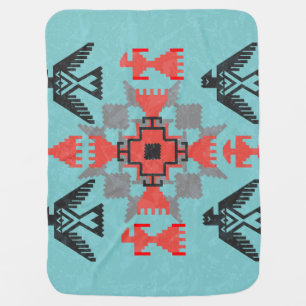 Navajo Birds, Ethnic Tribal Vintage. Baby Blanket