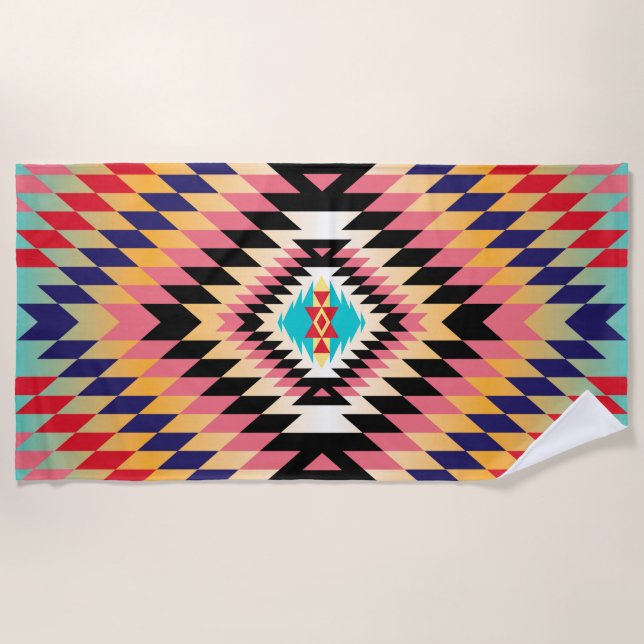 Navajo Design-7 Beach Towel (Front)