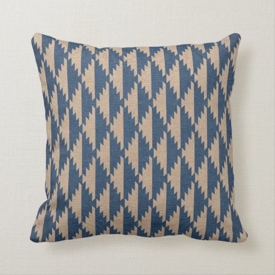 Navajo Diamond Pattern Denim Blue Throw Pillow Zazzle