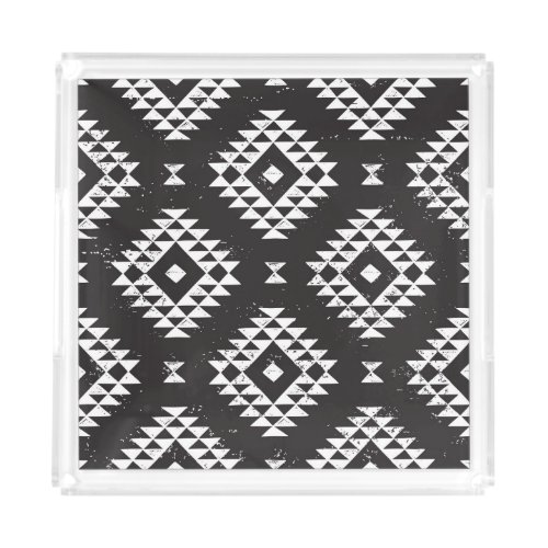 Navajo Geometric Black White Tribal Acrylic Tray