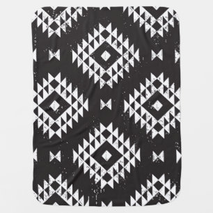 Navajo Geometric: Black White Tribal. Baby Blanket