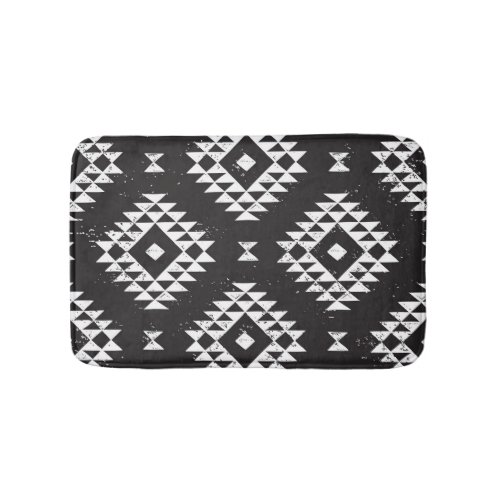 Navajo Geometric Black White Tribal Bath Mat
