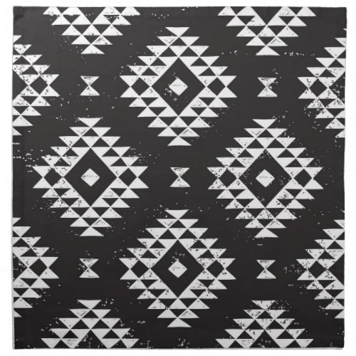 Navajo Geometric Black White Tribal Cloth Napkin