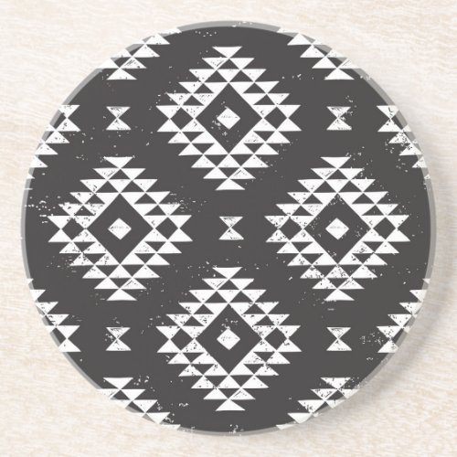 Navajo Geometric Black White Tribal Coaster