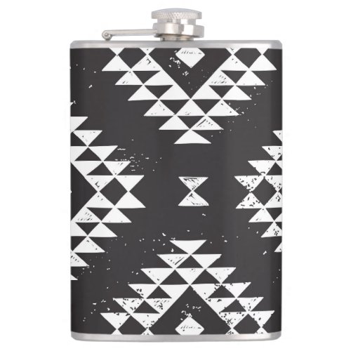 Navajo Geometric Black White Tribal Flask