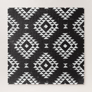 Navajo Geometric: Black White Tribal. Jigsaw Puzzle