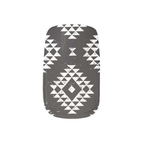 Navajo Geometric Black White Tribal Minx Nail Art