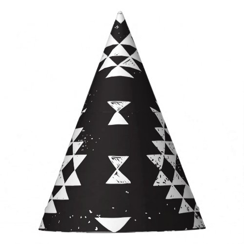 Navajo Geometric Black White Tribal Party Hat