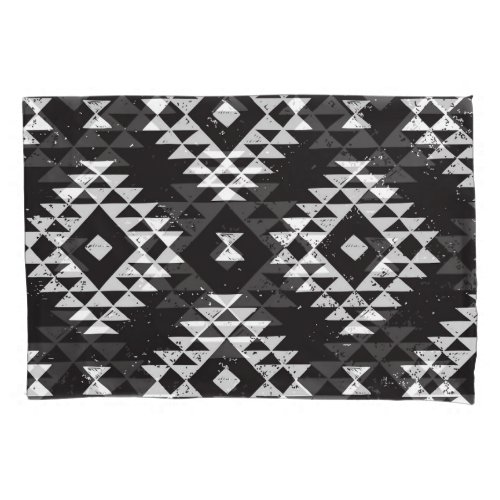 Navajo Geometric Black White Tribal Pillow Case