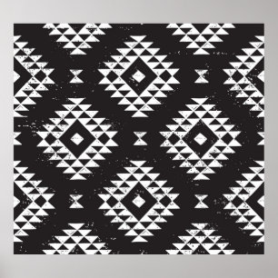 Navajo Geometric: Black White Tribal. Poster