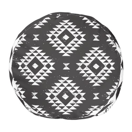 Navajo Geometric Black White Tribal Pouf