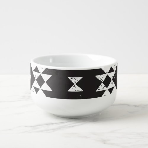 Navajo Geometric Black White Tribal Soup Mug