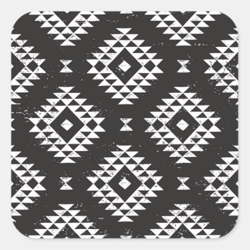 Navajo Geometric Black White Tribal Square Sticker