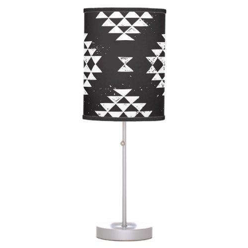 Navajo Geometric Black White Tribal Table Lamp