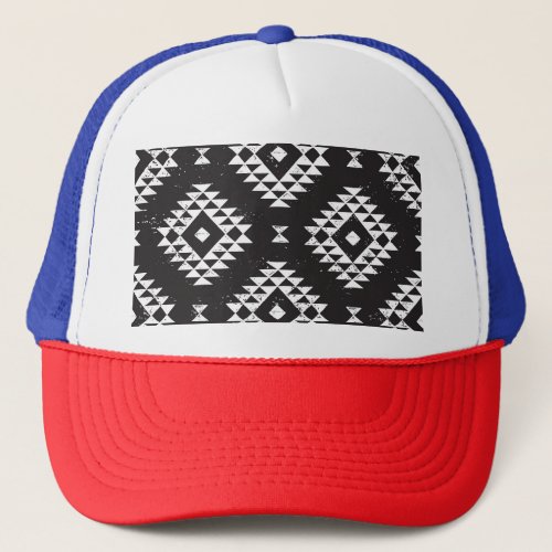 Navajo Geometric Black White Tribal Trucker Hat