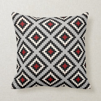 Red And Grey Pillows - Decorative & Throw Pillows | Zazzle - Navajo Geometric in Grey Black Red Throw Pillow