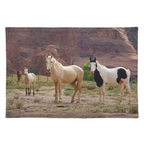 Navajo Horses Run Free on the Canyon Floor Cloth Placemat