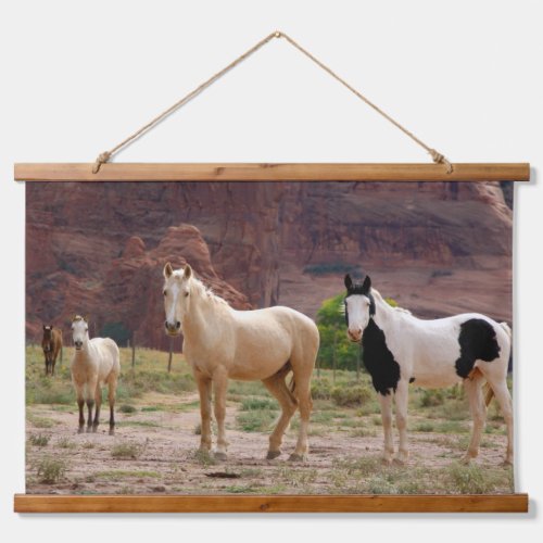 Navajo Horses Run Free on the Canyon Floor Hanging Tapestry