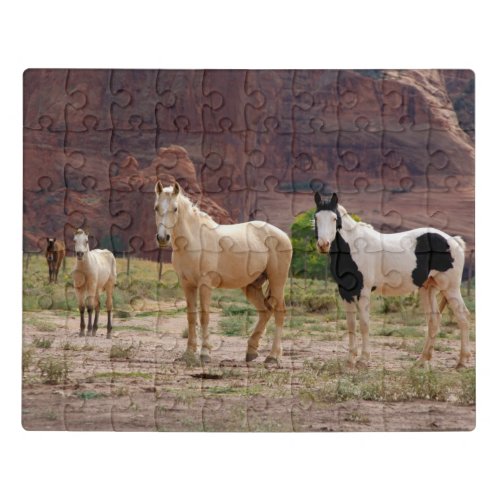 Navajo Horses Run Free on the Canyon Floor Jigsaw Puzzle