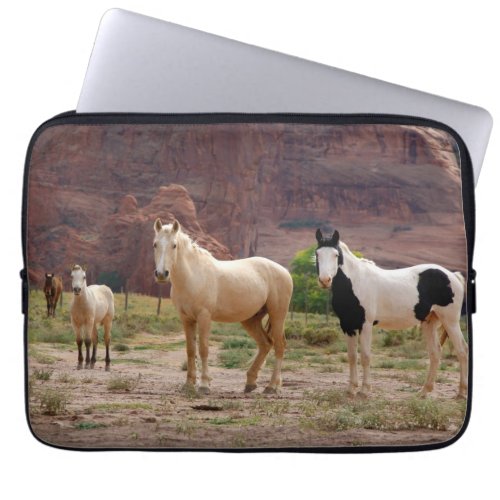 Navajo Horses Run Free on the Canyon Floor Laptop Sleeve