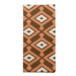 Navajo Ikat Pattern, Brown, Rust and Cream Cloth Napkin