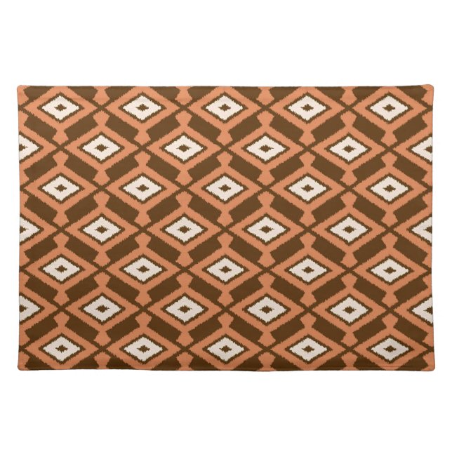 Navajo Ikat Pattern, Brown, Rust and Cream Cloth Placemat (Front)