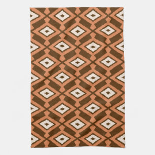 Navajo Ikat Pattern, Brown, Rust and Cream Kitchen Towel