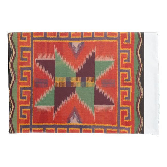 NAVAJO INDIAN 1800s HORSE SADDLE BLANKET SHERPA Pillow Case (Front)