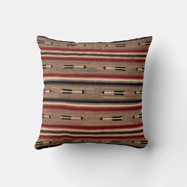 NAVAJO INDIAN HUNTING ARROWS HORSE SADDLE REPRINT THROW PILLOW (Back)