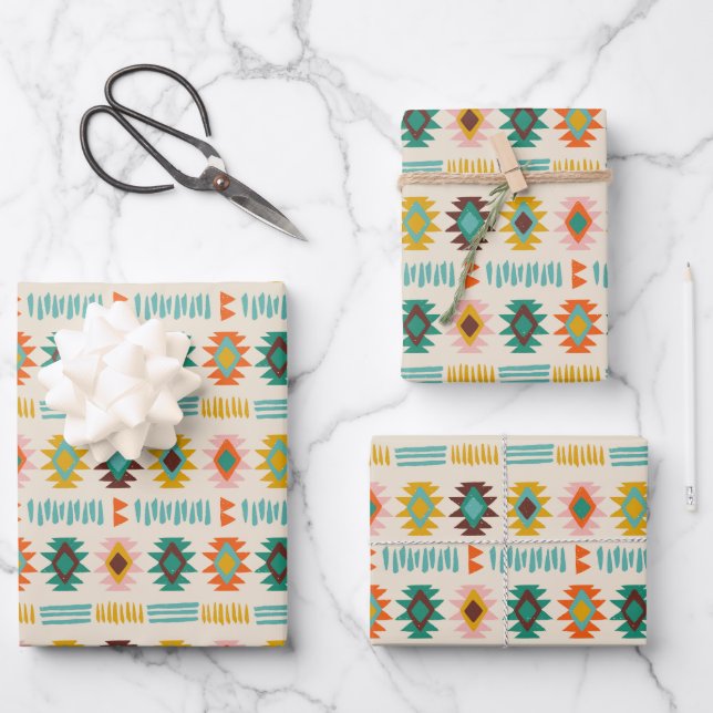 Navajo Native American Pattern Wrapping Paper Sheets (Front)
