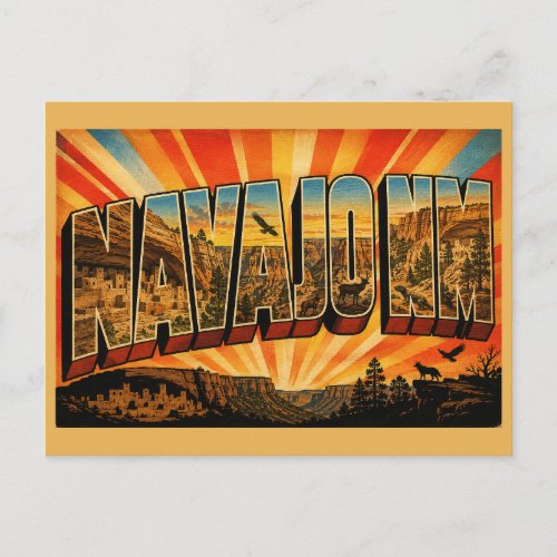 Navajo NM Arizona Cliff Canyon Forest Art Postcard