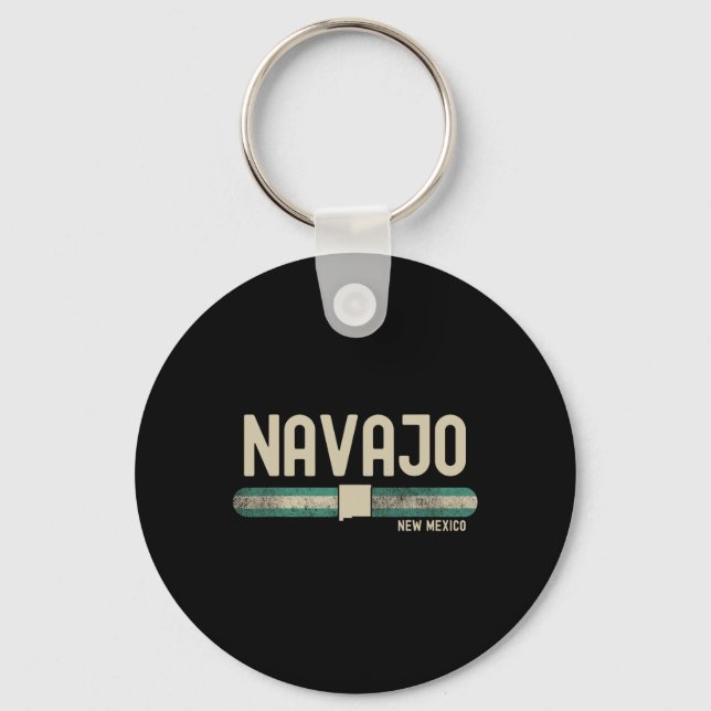 Navajo Nm New Mexico Travel &amp; 80s Style  Keychain (Front)