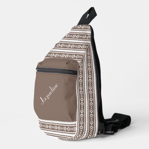 Navajo Pattern In Brown and White Sling Bag