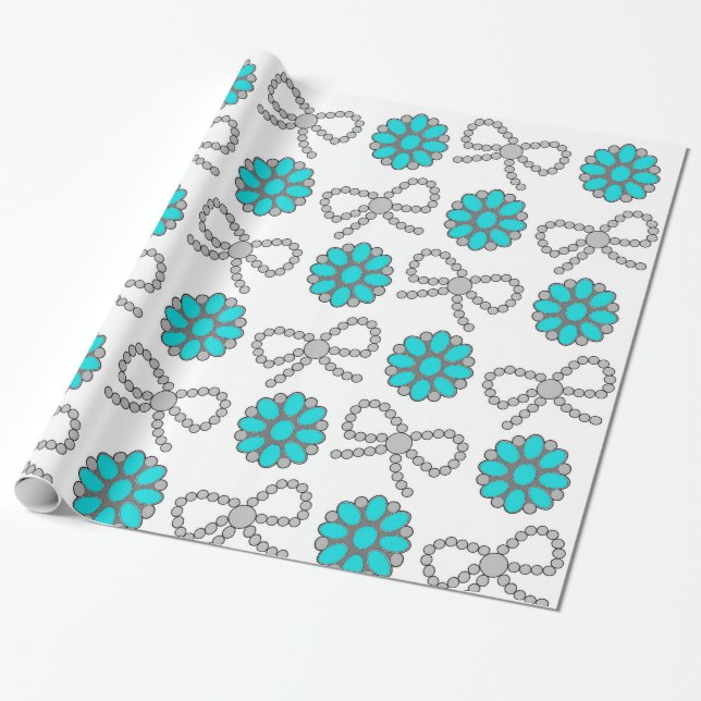 Navajo Pearl Turquoise Jewelry Wrapping Paper  (Unrolled)