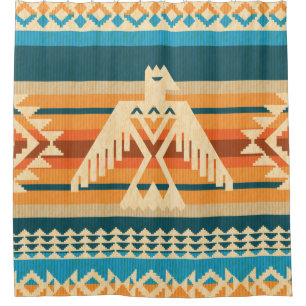 Navajo style abstract seamless pattern with eagle  shower curtain