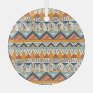 Navajo Style Seamless Pattern Design Glass Ornament