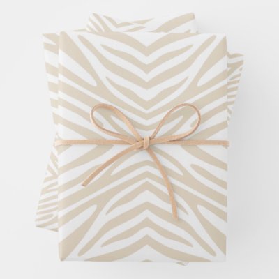 Navajo White Neutral Zebra Wrapping Paper Sheets
