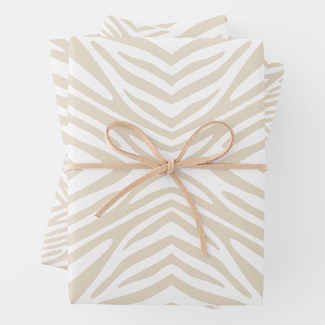 Navajo White Neutral Zebra Wrapping Paper Sheets (In situ)