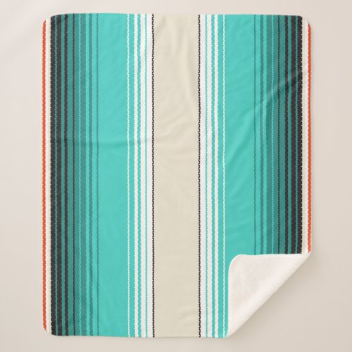 Navajo White Turquoise Orange Mexican Blanket Ser