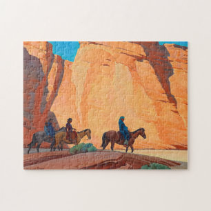 Navajos in a Canyon, 1945 by Maynard Dixon Jigsaw Puzzle