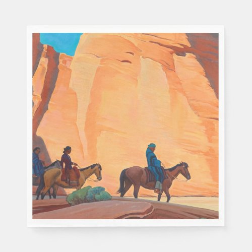 Navajos in a Canyon 1945 by Maynard Dixon Napkins