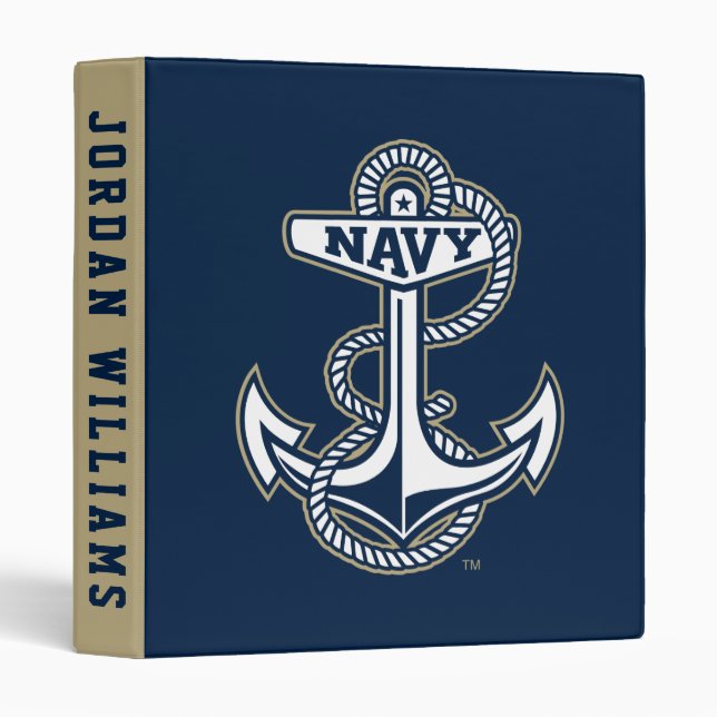 Naval Academy Anchor 3 Ring Binder (Front/Spine)