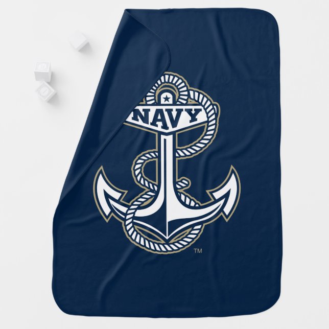 Naval Academy Anchor Baby Blanket (In Situ)