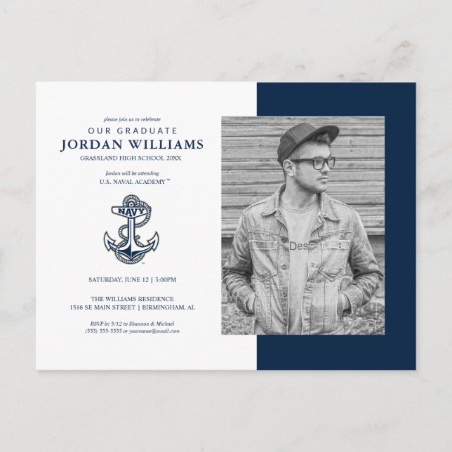 Naval Academy Anchor Future Graduate Announcement Postcard (Front)
